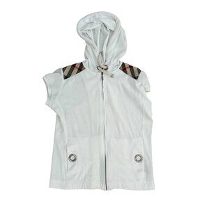 Burberry Terry white hoodie check cardigan nova check short sleeve M Medium
